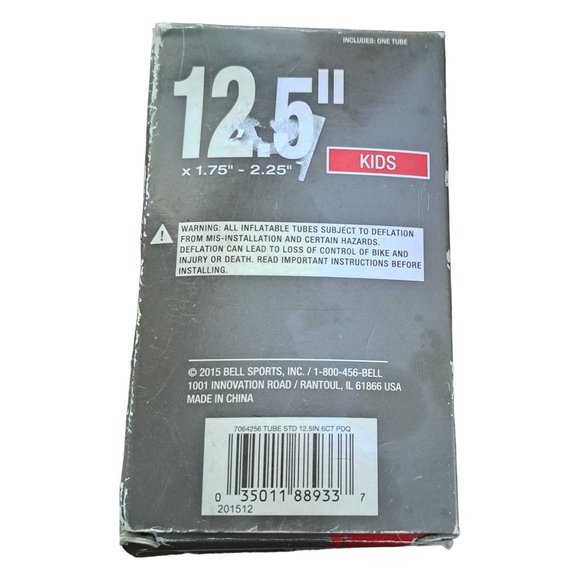 ‎Bell Sports12.5" Universal Inner Tube 1.75-Inch to 2.25-Inch, Black (Kids Bike) - Picture 3 of 4